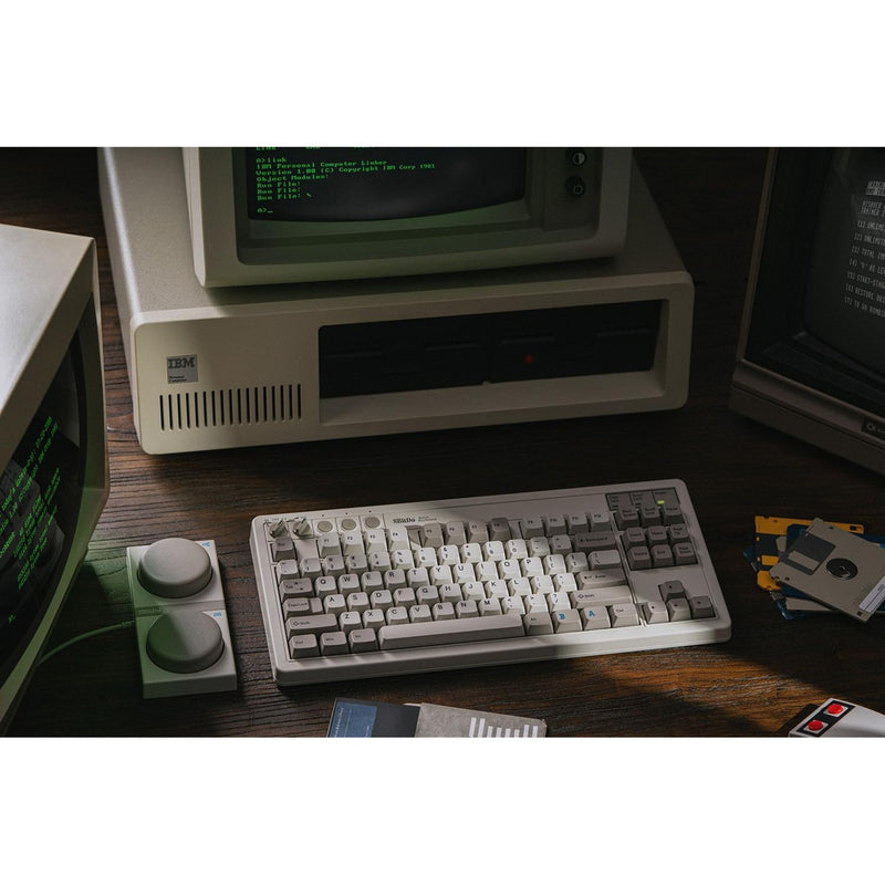 Afbeelding laden in galerijviewer, 8bitdo retro mechanical keyboard m edition (grijs, us lay-out (qwerty), kailh box white, 80% (tkl), bluetooth low energy, wireless 2.4g, usb)
