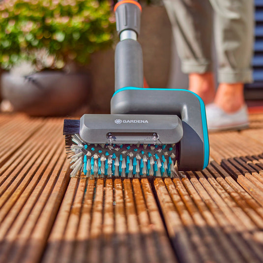 Gardena aquabrush medium rolborstel, voor accu-multireinigers wasborstel (grijs turquoise, 14849-20)