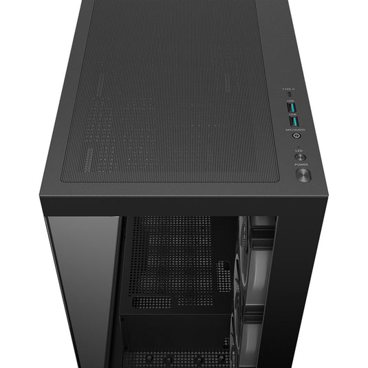 Deepcool cg580 4f v2 midi tower behuizing (zwart | 2x usb-a | 1x usb-c | rgb | tempered glass)