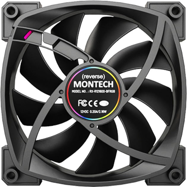 Afbeelding laden in galerijviewer, Montech rx120 pwm rgb case fan (zwart, 120 x 25 x 120 mm, 3-pin argb)
