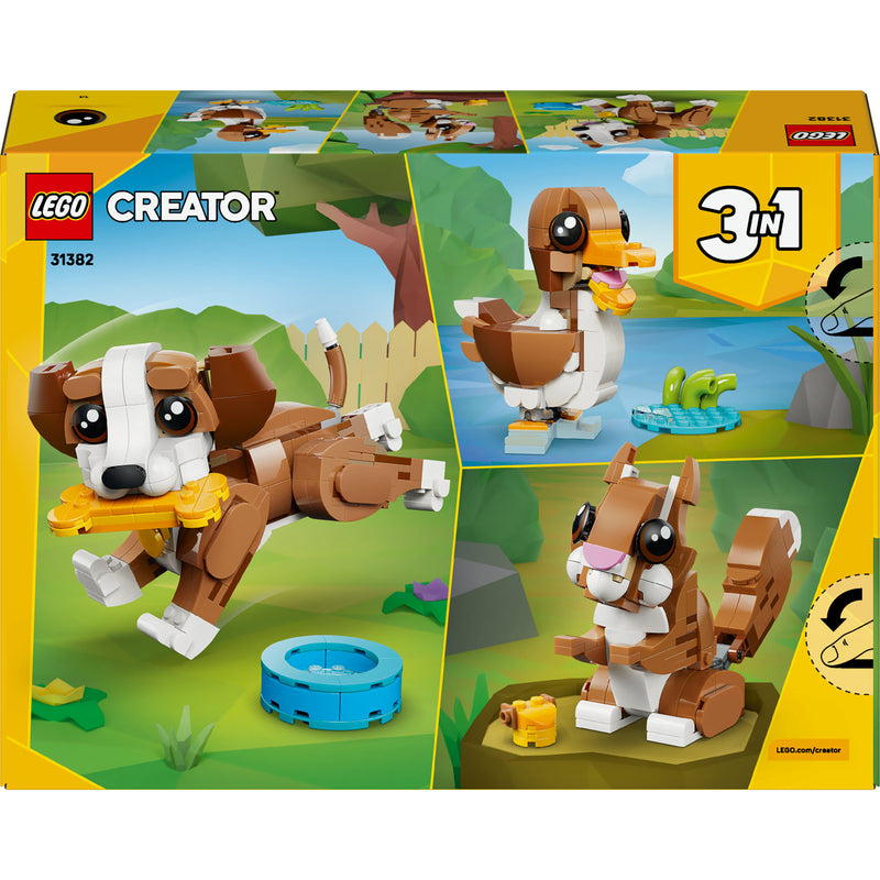 Afbeelding laden in galerijviewer, Lego ® creator 3in1 schattige dieren: speelse puppy - dierenset - bouw om tot eekhoorn of eend - 31382
