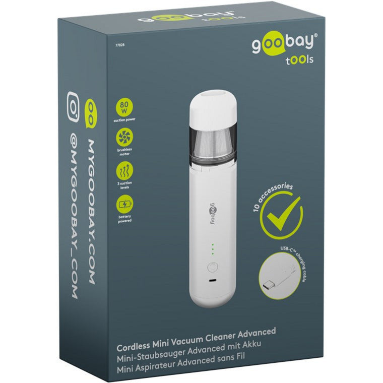 Afbeelding laden in galerijviewer, Goobay cordless mini vacuum cleaner advanced handstofzuiger (wit)
