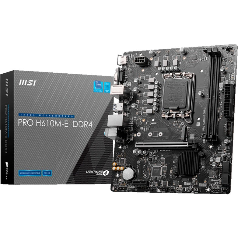 Afbeelding laden in galerijviewer, Msi pro h610m-e ddr4 socket 1700 moederbord (zwart, gb-lan, sound, µatx)
