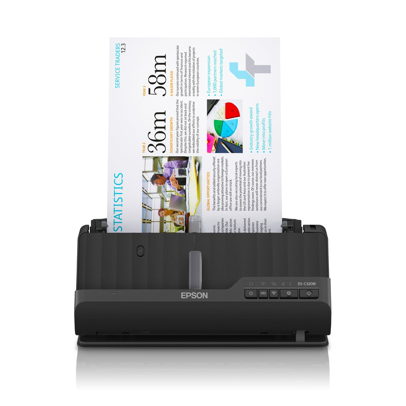 Afbeelding laden in galerijviewer, Epson es-c320w compacte a4-documentscanner met wi-fi-connectiviteit en u-traject (zwart, a4, a5, a6, b5)
