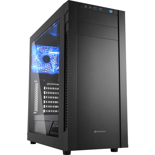 Sharkoon s25-w midi tower behuizing (zwart | 2x usb-a | window)
