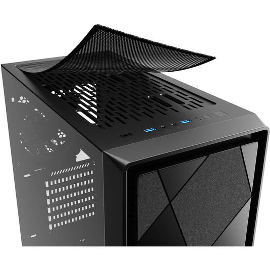 Sharkoon vs8 rgb black midi tower behuizing (zwart | 2x usb-a | 1x usb-c | rgb | tempered glass)
