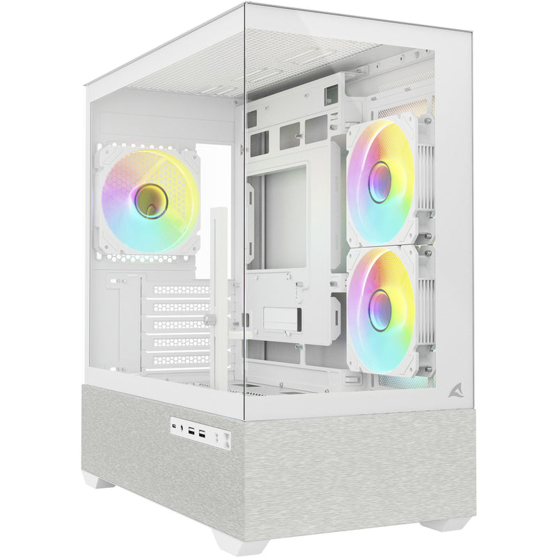 Afbeelding laden in galerijviewer, Sharkoon mk7 argb mini tower behuizing (wit | 2x usb-a | 1x usb-c | rgb | tempered glass)
