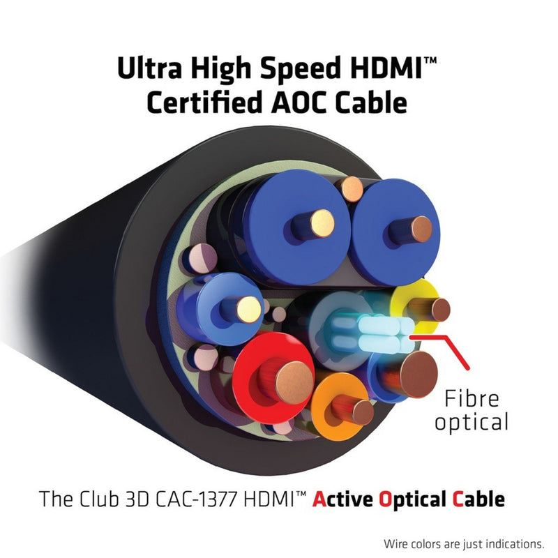 Afbeelding laden in galerijviewer, Club 3d ultra high speed aoc hdmi 2.1 gecertificeerde unidirectioneel kabel male-male (zwart, 15 meter, 4k 120hz, 8k 60hz, 48 gbps)
