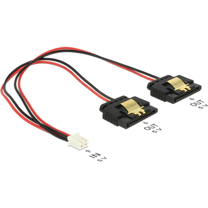 Afbeelding laden in galerijviewer, Delock power 2-pin female > 2 x sata 15-pin splitterkabel (zwart rood, 0,2 meter)

