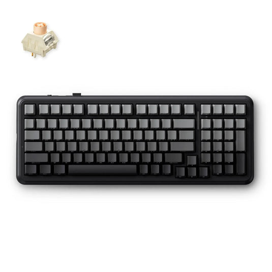 Mchose k99 v2 wireless gasket mount mechanical keyboard (zwart, us lay-out (qwerty), kailh box icy creamsicle, 99%, rgb, pbt keycaps, hot-swap, 2.4 ghz | bluetooth | usb-c)