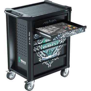Wera 9700 tool rebel werkplaatswagen 1, 94-delig gereedschapswagen (zwart, incl. 4 schuimrubber inzetstukken met gereedschap)