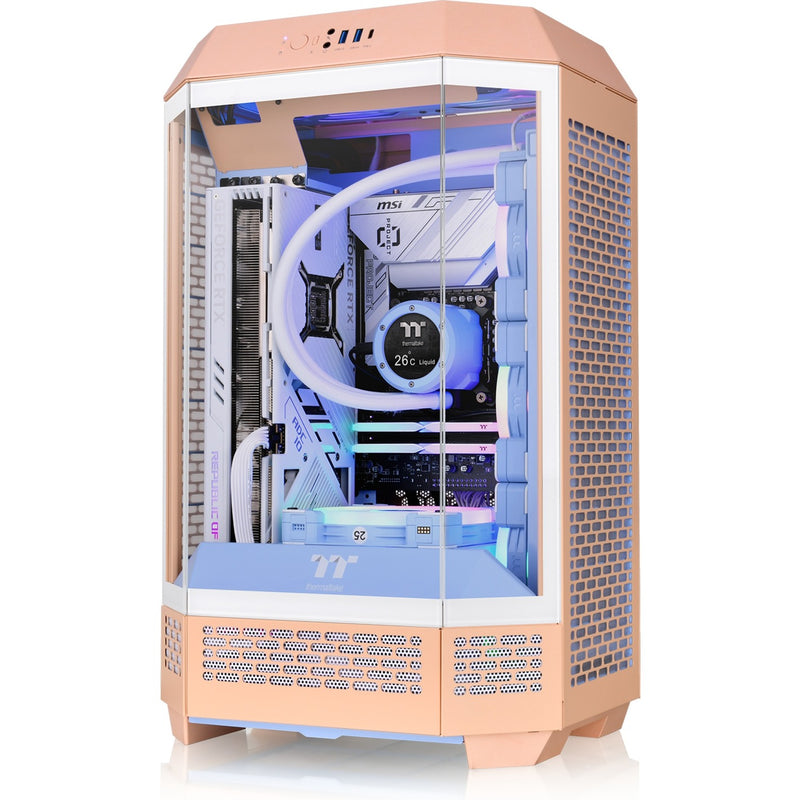 Afbeelding laden in galerijviewer, Thermaltake the tower 300 - peach fuzz mini tower behuizing (perzik | 3x usb-a | tempered glass)
