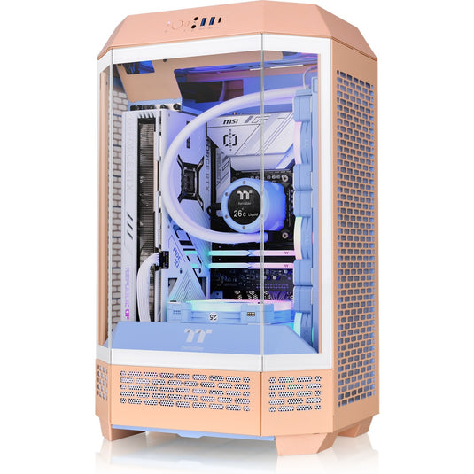 Thermaltake the tower 300 - peach fuzz mini tower behuizing (perzik | 3x usb-a | tempered glass)