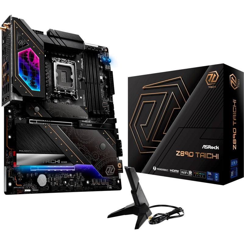 Afbeelding laden in galerijviewer, Asrock z890 taichi socket 1851 moederbord (zwart, raid, 5gb-lan, 2.5gb-lan, wi-fi 7, bt, sound, atx)
