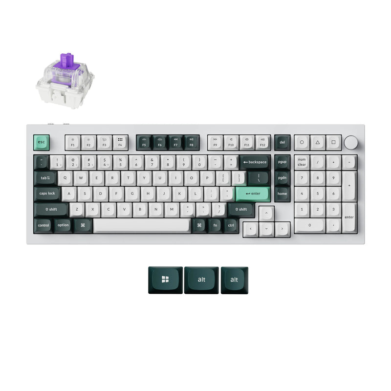Afbeelding laden in galerijviewer, Keychron q5 he qmk wireless custom keyboard (wit, us lay-out (qwerty), gateron double-rail magnetic nebula, 96%, rgb leds, osa double-shot pbt, hot swap, knob, 2.4ghz | bluetooth 5.1 | usb-c)

