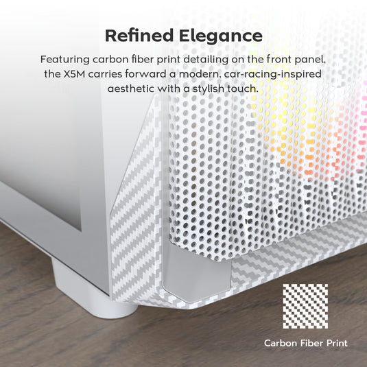 Montech x5m midi tower behuizing (wit | 2x usb-a | 1x usb-c | rgb | tempered glass)