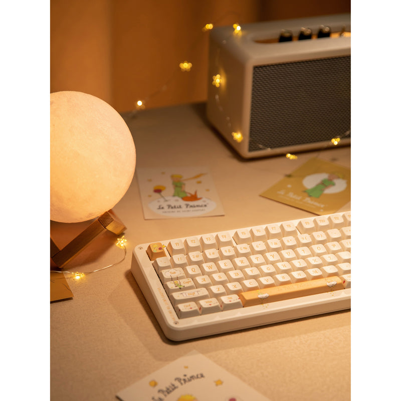 Afbeelding laden in galerijviewer, Iqunix zx75 sunset ponder wireless mechanical keyboard (lichtgeel, us lay-out (qwerty), iqunix little prince, 75%, rgb leds, hot-swappable, double-shot pbt, 2.4ghz | bluetooth 5.1 | usb-c)
