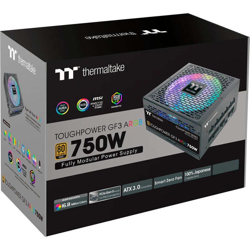 Afbeelding laden in galerijviewer, Thermaltake toughpower gf3 argb gen 5 eu modulaire 750 watt voeding (zwart, 4x pcie)
