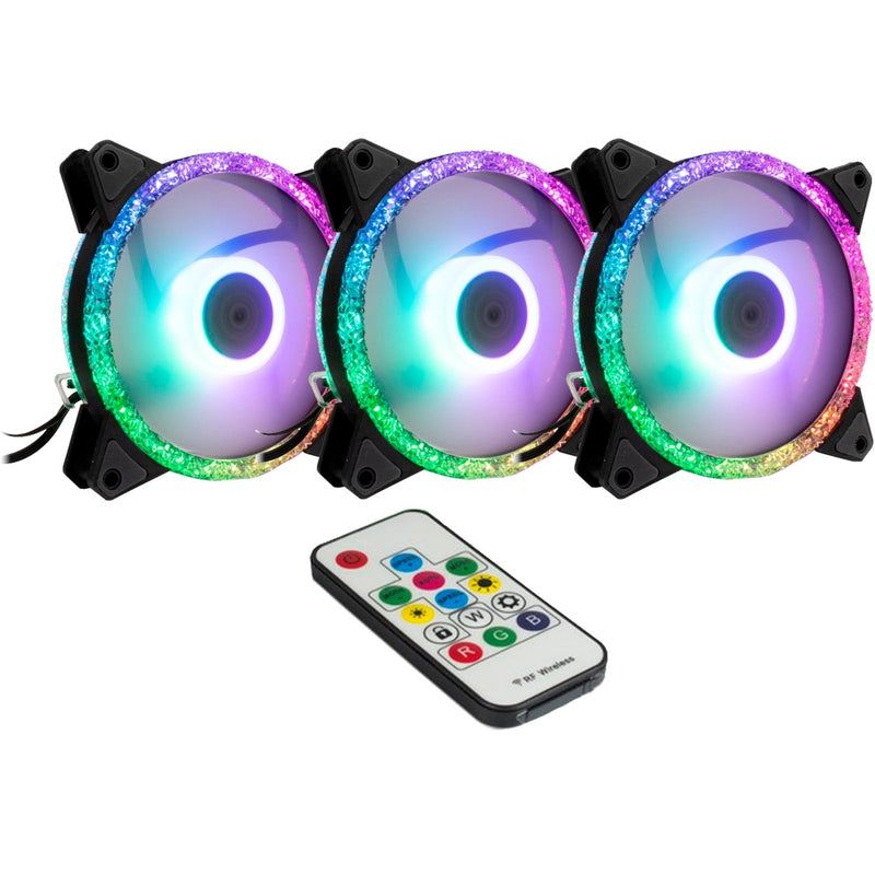 Afbeelding laden in galerijviewer, Inter-tech argus rs-07 rgb set120x120x25 case fans (zwart, 3 stuks, 120 x 120 x 25 mm, pwm)
