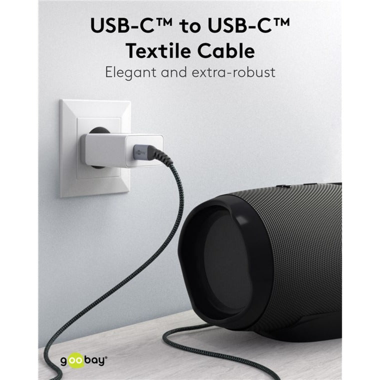 Afbeelding laden in galerijviewer, Goobay usb-c snellader nano (65 w) en usb-c textielkabel (zwart, 1 meter)
