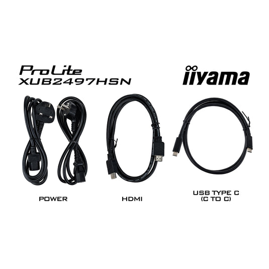 Iiyama prolite xub2497hsn-w2 23.8 monitor (wit, hdmi, displayport, 3x usb-a, usb-c, rj-45)