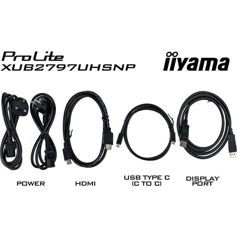 Afbeelding laden in galerijviewer, Iiyama prolite xub2797uhsnp-b1 27 4k uhd monitor (zwart, hdmi, displayport, 4x usb-a, usb-c, rj-45)
