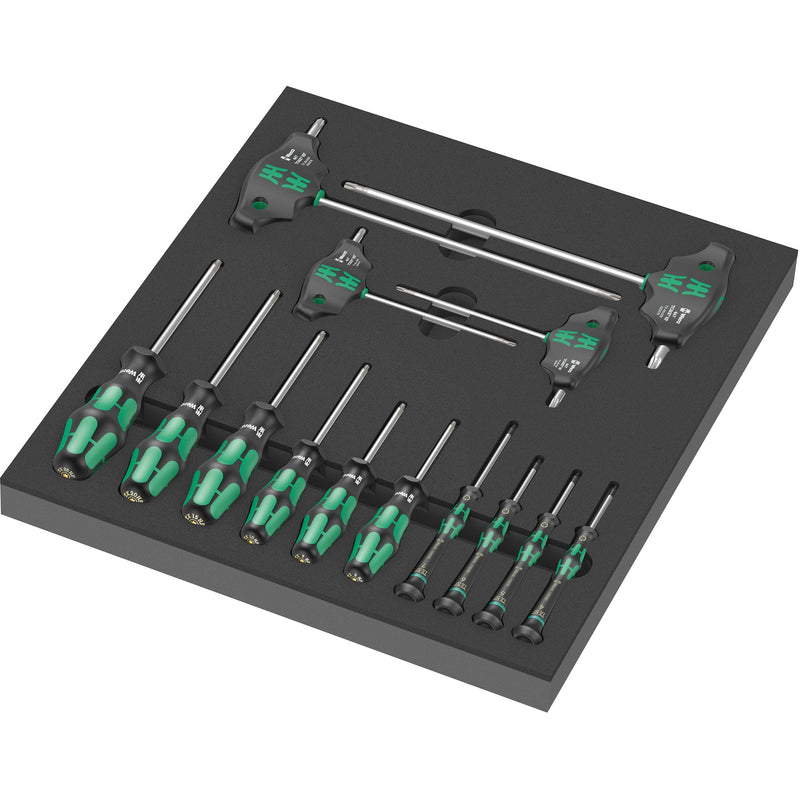Afbeelding laden in galerijviewer, Wera 9712 schuimrubberen inzetstuk met torx hf-schroevendraaiers set 1, 14‑delig (zwart grijs, in schuiminzet voor werkplaatswagen)
