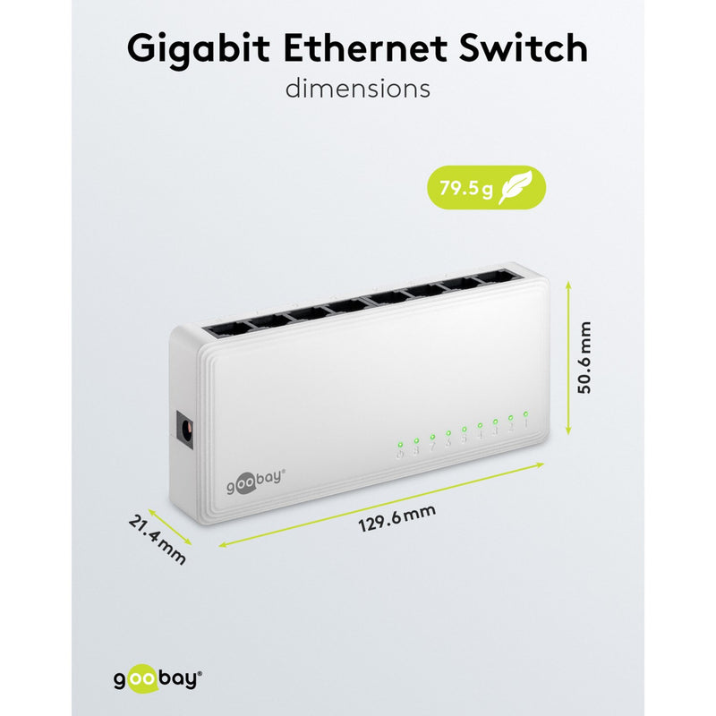 Afbeelding laden in galerijviewer, Goobay 8-poort gigabit ethernet switch (wit)

