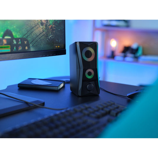 Trust gxt 606 javv rgb verlichte 2.0 speakerset pc-luidspreker (zwart)