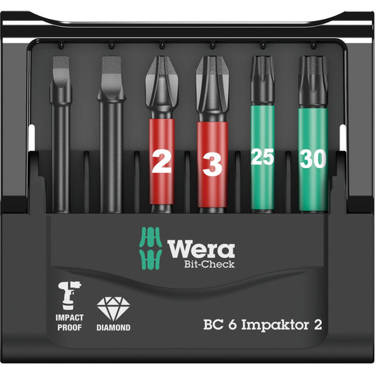 Wera bit-check 6 impaktor 2 bitset (zwart, 6-delig)