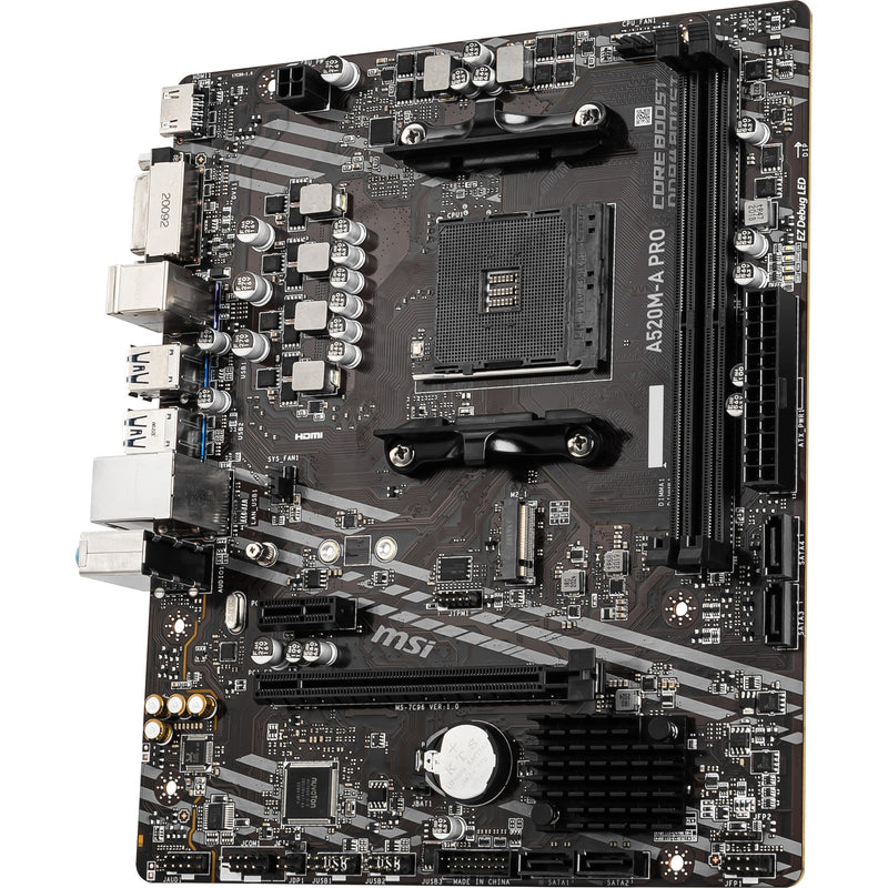 Afbeelding laden in galerijviewer, Msi a520m-a pro socket am4 moederbord (zwart grijs, raid, gb-lan, sound, µatx)
