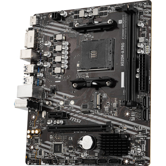 Msi a520m-a pro socket am4 moederbord (zwart grijs, raid, gb-lan, sound, µatx)