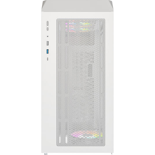 Montech x5m midi tower behuizing (wit | 2x usb-a | 1x usb-c | rgb | tempered glass)