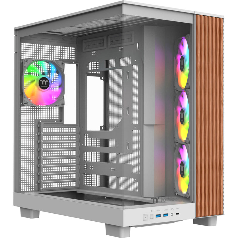 Afbeelding laden in galerijviewer, Thermaltake view 380 xl ws argb midi tower behuizing (wit houtkleur | 2x usb-a | 1x usb-c | rgb | tempered glass)

