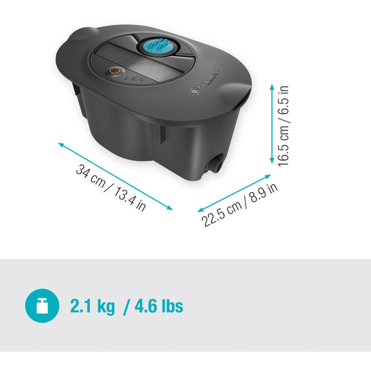 Gardena complete set pipeline irrigatiesysteem aquaprecise op zonne-energie voor gazon sprinklersysteem (grijs turquoise)