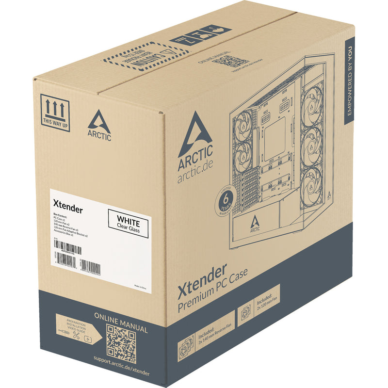 Afbeelding laden in galerijviewer, Arctic xtender vg midi tower behuizing (wit | 2x usb-a | 1x usb-c | rgb | tempered glass)

