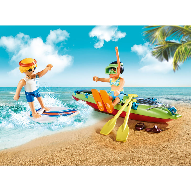 Afbeelding laden in galerijviewer, Playmobil family fun - strandwagen met kano's constructiespeelgoed (70436)
