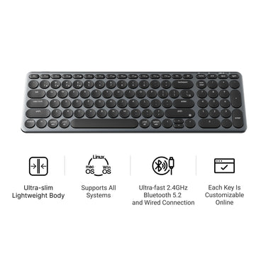 Keychron b4 pro-k1 toetsenbord (grijs, us lay-out (qwerty), scissor switches, 96%, abs keycaps, 2.4 ghz | bluetooth | usb)