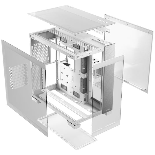 Antec c8 aluminum midi tower behuizing (wit zilver | 2x usb-a | 1x usb-c | tempered glass)