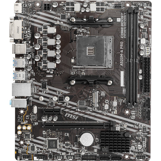 Msi a520m-a pro socket am4 moederbord (zwart grijs, raid, gb-lan, sound, µatx)
