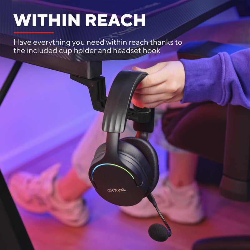 Afbeelding laden in galerijviewer, Trust gxt 712 dynamus gamingtafel gaming desk (zwart)
