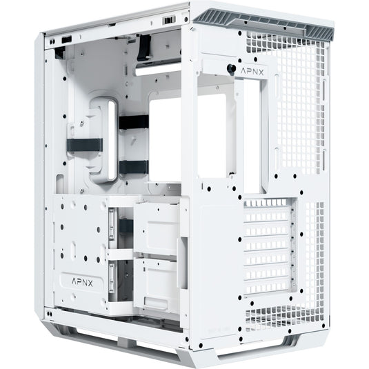 Apnx v1-w-wt-v1 midi tower behuizing (wit houtkleur | 2x usb-a | 1x usb-c | window)