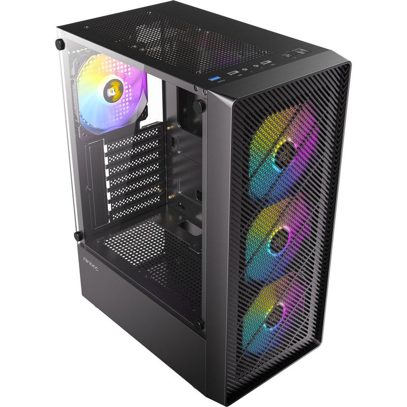 Afbeelding laden in galerijviewer, Antec ax26 rgb elite midi tower behuizing (zwart | 3x usb-a | tempered glass)
