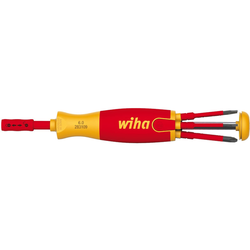 Afbeelding laden in galerijviewer, Wiha schroevendraaier met bitmagazijn liftup electric (rood geel, incl. 6 slimbits)

