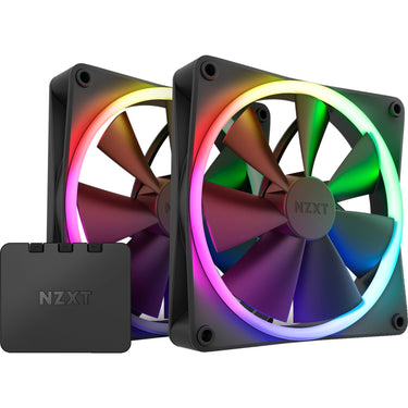 Nzxt f140 rgb duo case fans (zwart, 2 stuks, 140 x 140 x 25 mm, pwm, incl. controller)