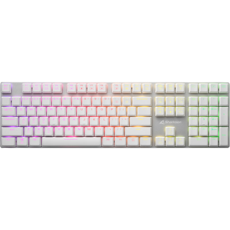 Afbeelding laden in galerijviewer, Sharkoon purewriter rgb mechanisch gaming toetsenbord (wit, us lay-out (qwerty), kailh choc low profile blue, 100%, rgb leds)

