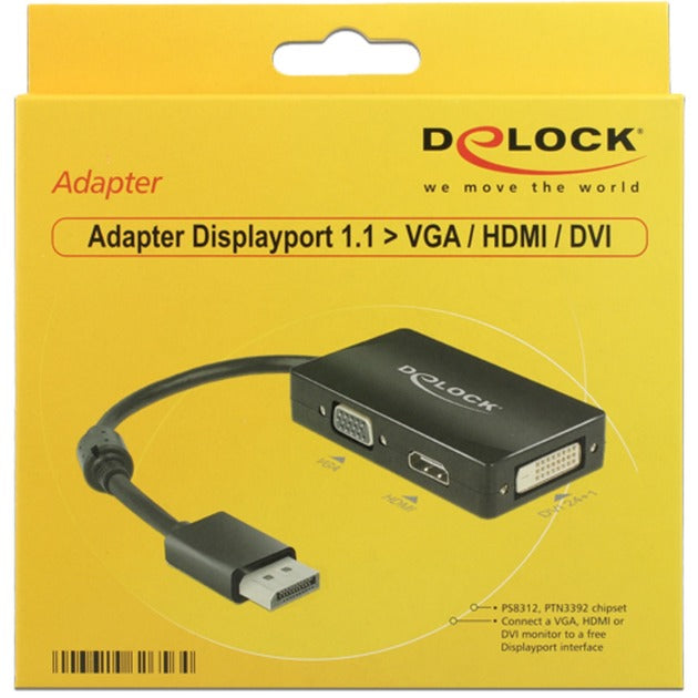 Afbeelding laden in galerijviewer, Delock displayport > vga hdmi dvi adapter (zwart)

