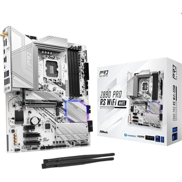 Asrock z890 pro rs wifi white socket 1851 moederbord (wit, raid, 2.5 gb-lan, wi-fi 6e, bt, sound, atx)