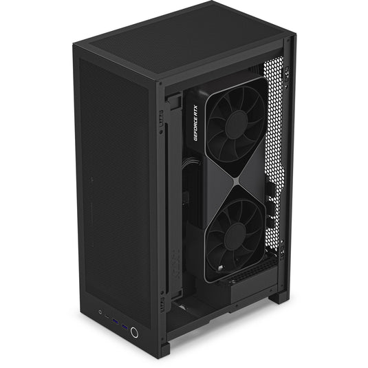 Nzxt h2 flow mini tower behuizing (zwart | 2x usb-a | 1x usb-c | tempered glass)