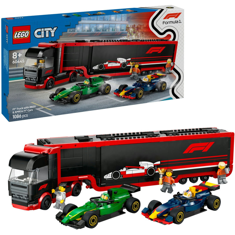 Afbeelding laden in galerijviewer, Lego city f1 truck met rb20 en amr24 f1® auto's speelset - 60445
